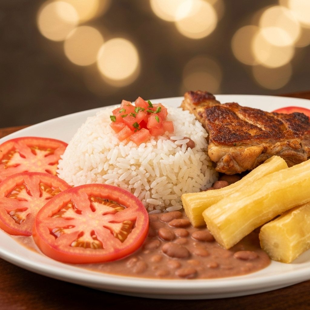 Bandeja Paisa tradicional servida en San Joaquín