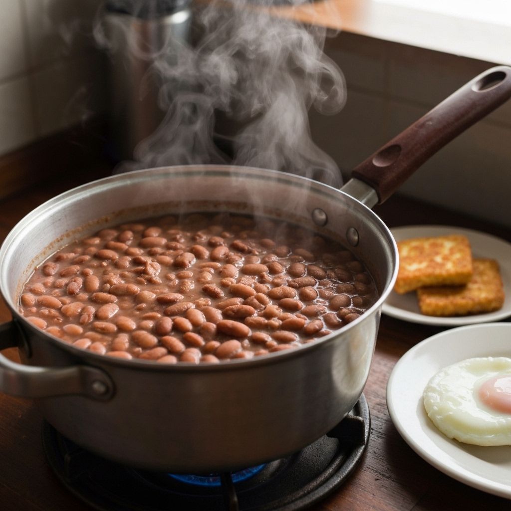 Cazuela de frijoles antioqueños cremosos servidos en San Joaquín