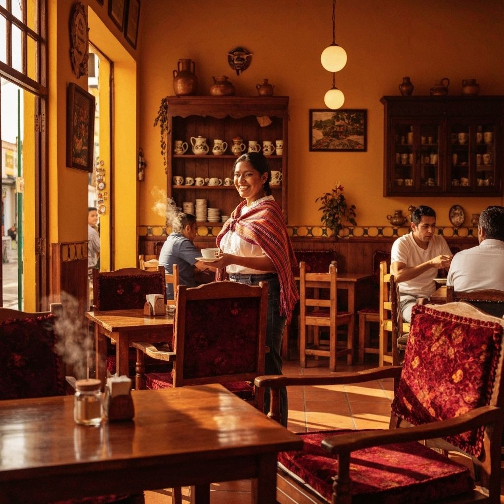Café colombiano servido en San Joaquín
